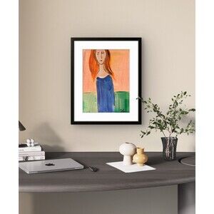 Woman wearing Blue Shirt  Inspired Modern Acrylic Painting on Canvas Art 14x11